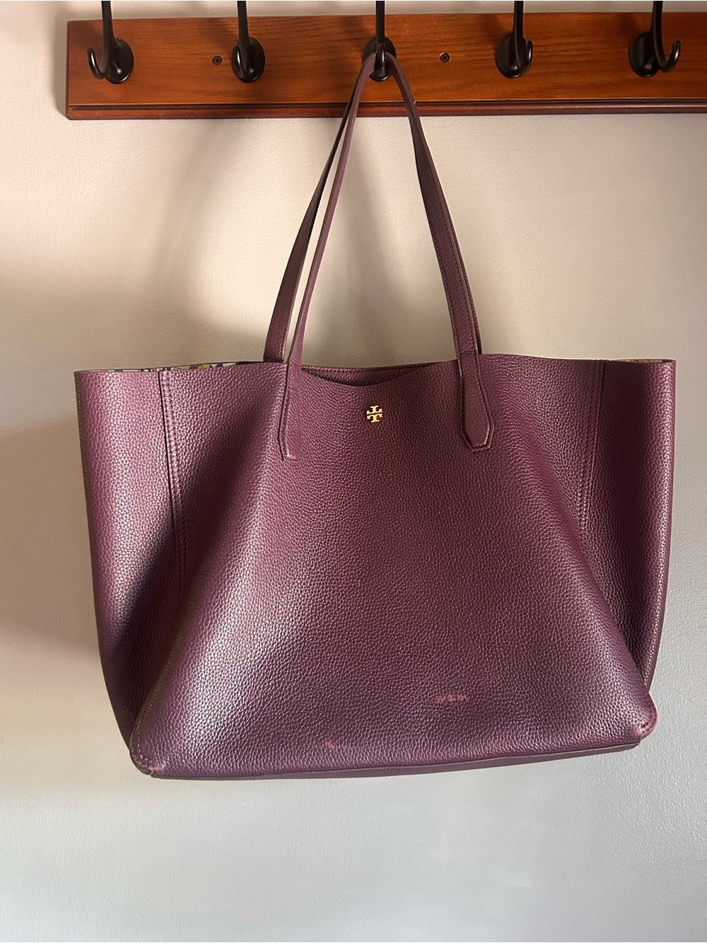 Tory Burch Blake Plum Leather Tote